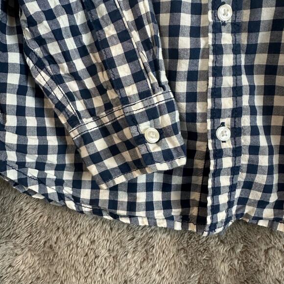 H&M Blue White Gingham Check Button Down Shirt Boys Size 6 6X - Picture 4 of 7
